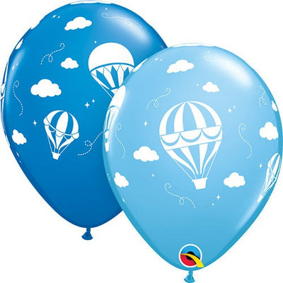 Qualatex 11 inch HOT AIR BALLOONS - DARK BLUE & PALE BLUE Latex Balloons 85839-Q