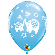 Qualatex 11 inch IT'S A BOY ELEPHANTS - PALE BLUE Latex Balloons 45115-Q