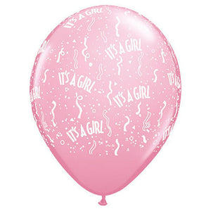 Qualatex 11 inch IT'S A GIRL-A-ROUND (6 PK) Latex Balloons 11731-Q-6