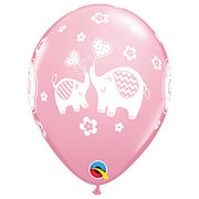 Qualatex 11 inch IT'S A GIRL ELEPHANTS - PINK Latex Balloons 45114-Q