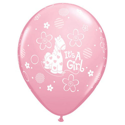 Qualatex 11 inch IT'S A GIRL SOFT PONY Latex Balloons 11761-Q