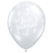 Qualatex 11 inch JUST MARRIED BUTTERFLIES-A-ROUND Latex Balloons 37520-Q