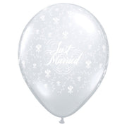 Qualatex 11 inch JUST MARRIED FLOWERS-A-ROUND Latex Balloons 37087-Q