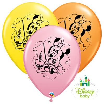 Qualatex 11 inch MINNIE 1ST BIRTHDAY Latex Balloons 38284-Q