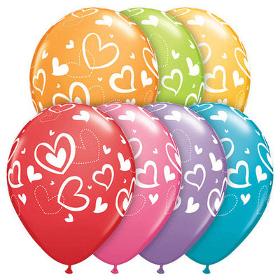 Qualatex 11 inch MIX & MATCH HEARTS Latex Balloons 40205-Q