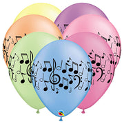 Qualatex 11 inch NEON MUSIC NOTES WRAP Latex Balloons