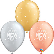 Qualatex 11 inch NEW YEAR SPARKLES & DOTS Latex Balloons