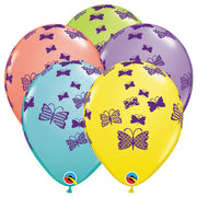 Qualatex 11 inch PATTERNED BUTTERFLIES RISING Latex Balloons