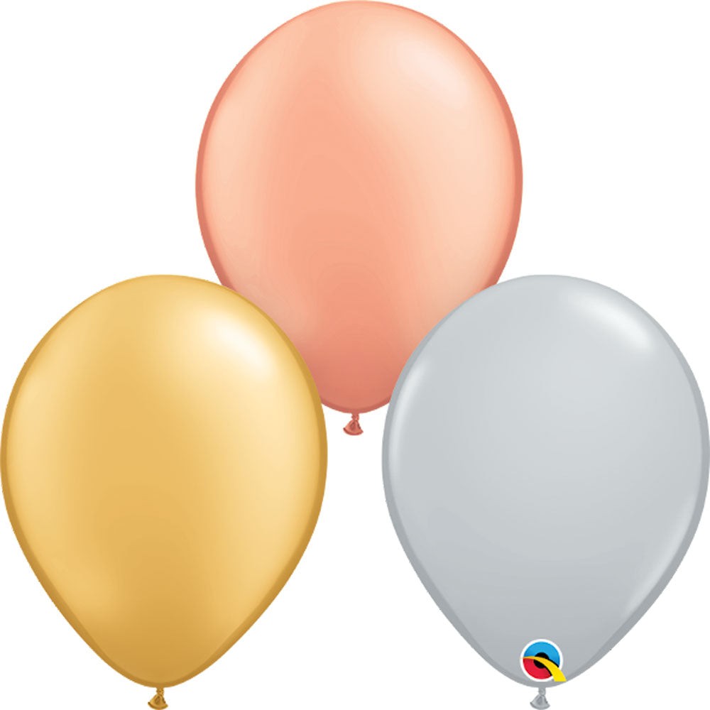 Qualatex 11 inch QUALATEX TRI-COLOR METALLIC Latex Balloons 15772-Q