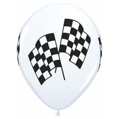 Qualatex 11 inch RACING FLAGS - WHITE Latex Balloons 37118-Q