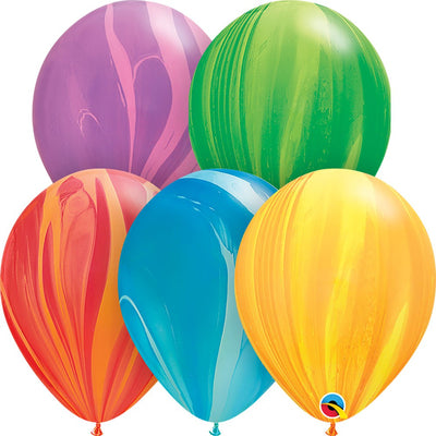 Qualatex 11 inch RAINBOW SUPERAGATE ASSORTMENT Latex Balloons 91544-Q