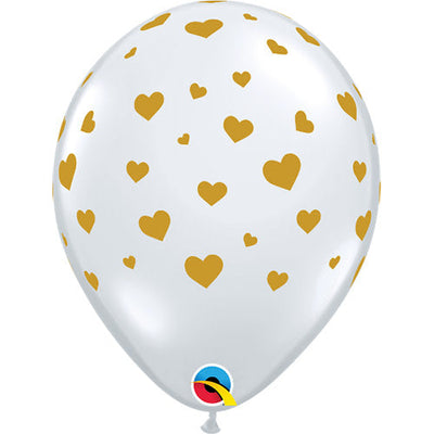Qualatex 11 inch RANDOM HEARTS-A-ROUND - DIAMOND CLEAR Latex Balloons 79949-Q