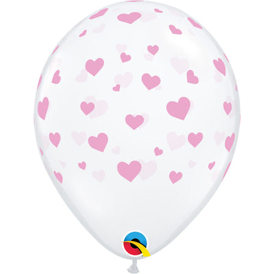 Qualatex 11 inch RANDOM HEARTS-A-ROUND PINK Latex Balloons