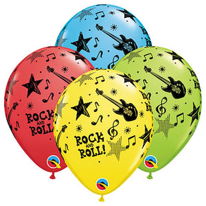 Qualatex 11 inch ROCK AND ROLL STARS (6 PK) Latex Balloons 43422-Q-6