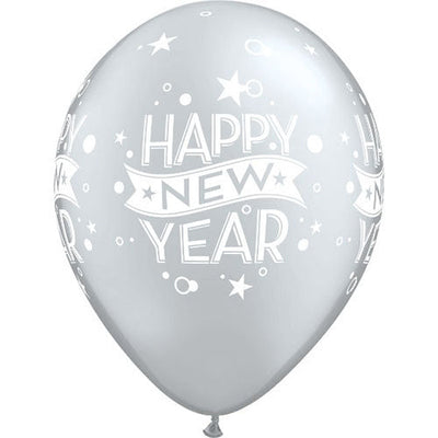 Qualatex 11 inch SILVER NEW YEAR CONFETTI DOTS Latex Balloons