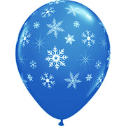 Qualatex 11 inch SNOWFLAKES-A-ROUND - DARK BLUE (6 PK) Latex Balloons 10080-PB