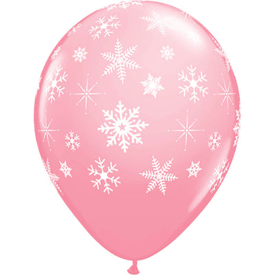 Qualatex 11 inch SNOWFLAKES-A- ROUND - PINK (6 PK) Latex Balloons 10079-PB