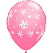 Qualatex 11 inch SNOWFLAKES-A-ROUND - ROSE (6 PK) Latex Balloons 10074-PB