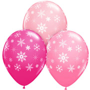 Qualatex 11 inch SNOWFLAKES - PINK ASSORTMENT (6 PK) Latex Balloons 10083-PB-6