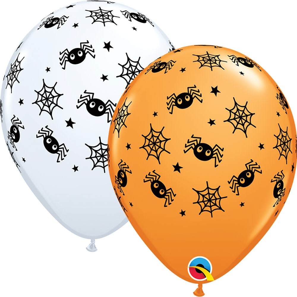 Qualatex 11 inch SPIDERS WEBS & STARS Latex Balloons