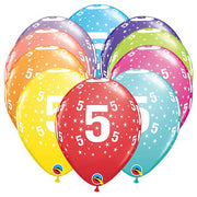 Qualatex 11 inch STARS #5-A-ROUND (6 PK) Latex Balloons 49593-Q