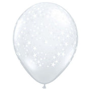 Qualatex 11 inch STARS-A-ROUND - DIAMOND CLEAR (6 PK) Latex Balloons 12030-Q-6