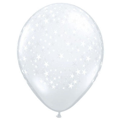 Qualatex 11 inch STARS-A-ROUND - DIAMOND CLEAR (6 PK) Latex Balloons 12030-Q-6