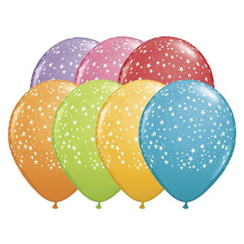 Qualatex 11 inch STARS-A-ROUND - FESTIVE ASSORTMENT Latex Balloons 37081-Q