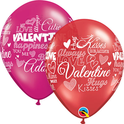 Qualatex 11 inch SWEET VALENTINE'S MESSAGES Latex Balloons 40303-Q-6