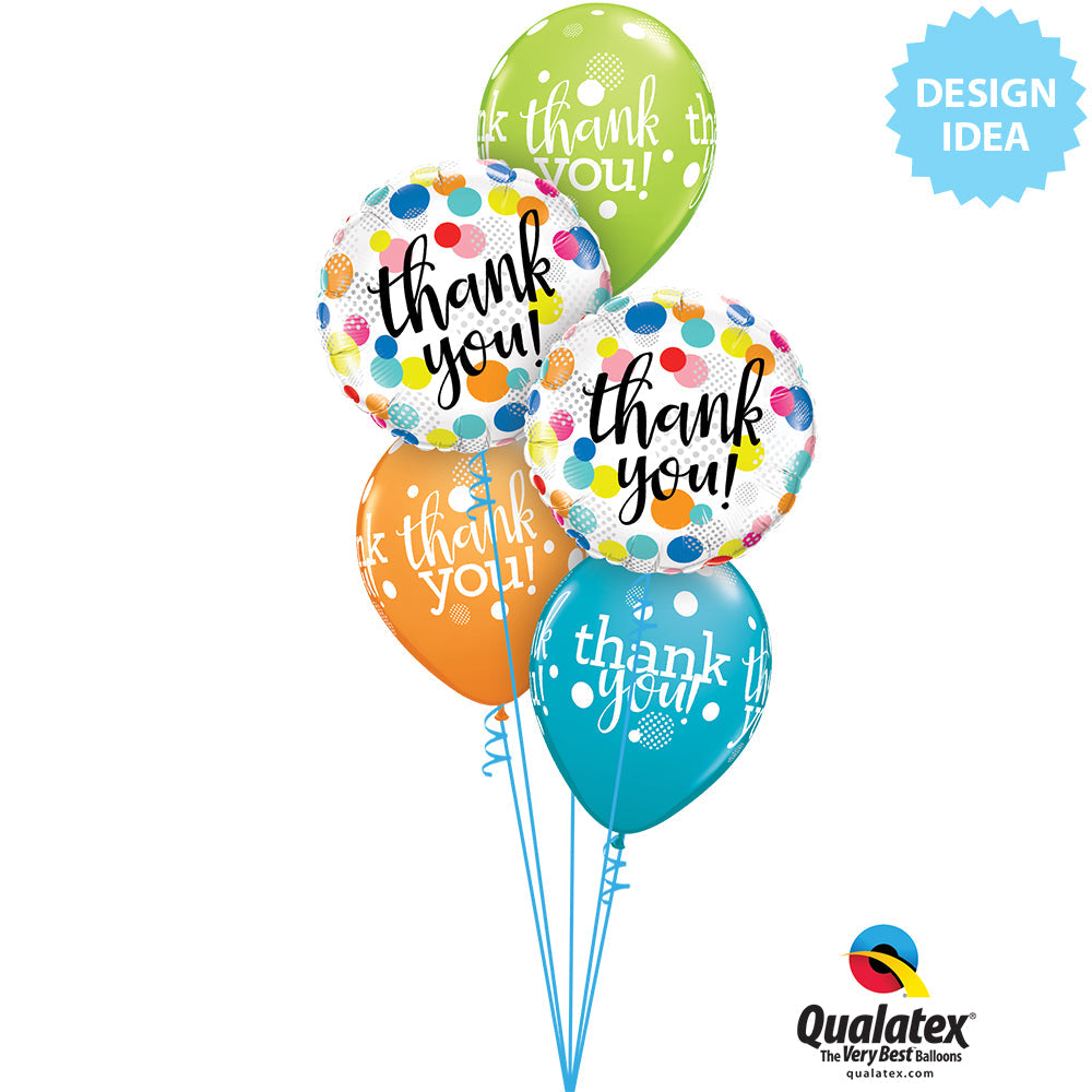 11 in Qualatex Thank You Dots Upon Dots Latex Balloons 49687