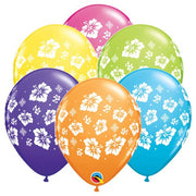 Qualatex 11 inch TROPICAL HIBISCUS FLOWERS WRAP Latex Balloons 35462-Q-6