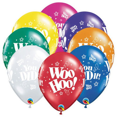 Qualatex 11 inch WOO HOO! YOU DID IT! (6 PK) Latex Balloons 87080-Q-6