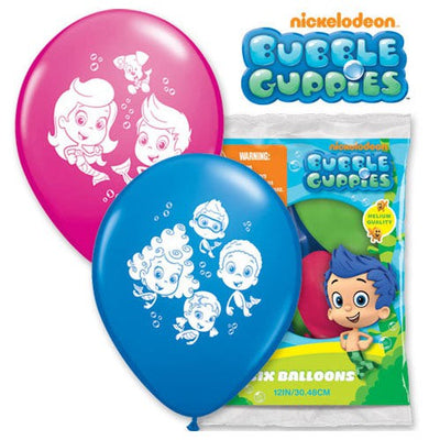 Qualatex 12 inch BUBBLE GUPPIES (6 PK) Latex Balloons 65892-PP