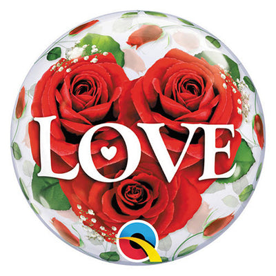 Qualatex 12 inch BUBBLES - LOVE ROSES (AIR-FILL ONLY) - Pack of 10 Bubble Balloon 49331-Q