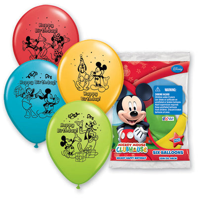 Qualatex 12 inch MICKEY HAPPY BIRTHDAY (6 PK) Latex Balloons 01040-PP