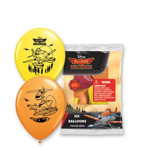 Qualatex 12 inch PLANES FIRE & RESCUE (6 PK) Latex Balloons 18603-PP