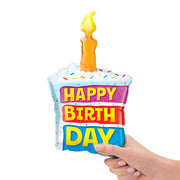 Qualatex 14 inch BIRTHDAY RAINBOW CAKE & CANDLE MINI SHAPE (AIR-FILL ONLY) Foil Balloon 25396-Q-U