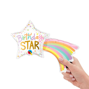 Qualatex 14 inch BIRTHDAY STAR MINI SHAPE (AIR-FILL ONLY) Foil Balloon 25118-Q-U