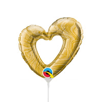 Qualatex 14 inch MINI OPEN MARBLE HEART GOLD (AIR-FILL ONLY) Foil Balloon 24712-Q-U