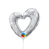 Qualatex 14 inch MINI OPEN MARBLE HEART SILVER (AIR-FILL ONLY) Foil Balloon 24713-Q-U