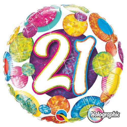 Qualatex 18 inch 21 BIG DOTS & GLITZ Foil Balloon