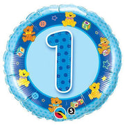 Qualatex 18 inch AGE 1 BLUE TEDDIES Foil Balloon 26275-Q-U