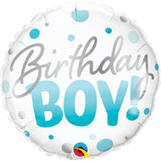Qualatex 18 inch BIRTHDAY BOY BLUE DOTS Foil Balloon 18872-Q-U