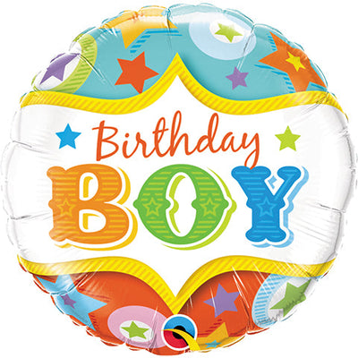 Qualatex 18 inch BIRTHDAY BOY CIRCUS STARS Foil Balloon