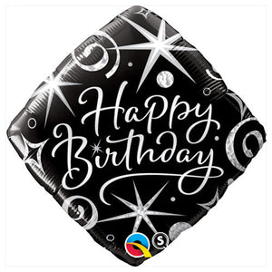 Qualatex 18 inch BIRTHDAY ELEGANT SPARKLES & SWIRLS Foil Balloon
