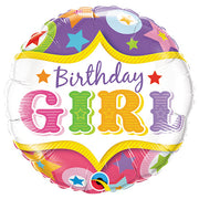Qualatex 18 inch BIRTHDAY GIRL CIRCUS STARS Foil Balloon