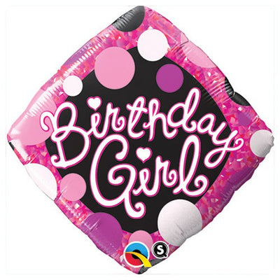 Qualatex 18 inch BIRTHDAY GIRL PINK & BLACK Foil Balloon