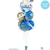 Qualatex 18 inch BIRTHDAY GOLD & BLUE Foil Balloon 78675-Q-U