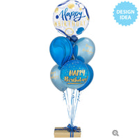 Qualatex 18 inch BIRTHDAY GOLD & BLUE Foil Balloon 78675-Q-U