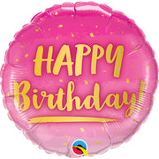 Qualatex 18 inch BIRTHDAY GOLD & PINK Foil Balloon 78670-Q-U